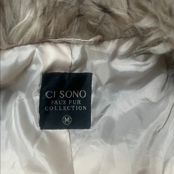 Ci Sono Cream and Brown Faux Fur Jacket - Picture 3 of 9